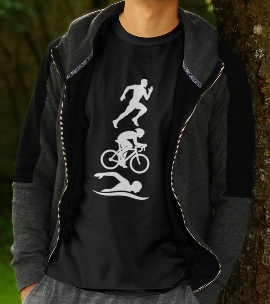 Triathlete Swim Bike Run Iconic Silhouette Athlete Training T-Shirt