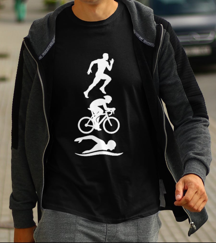 Triathlete Swim Bike Run Iconic Silhouette Athlete Training T-Shirt