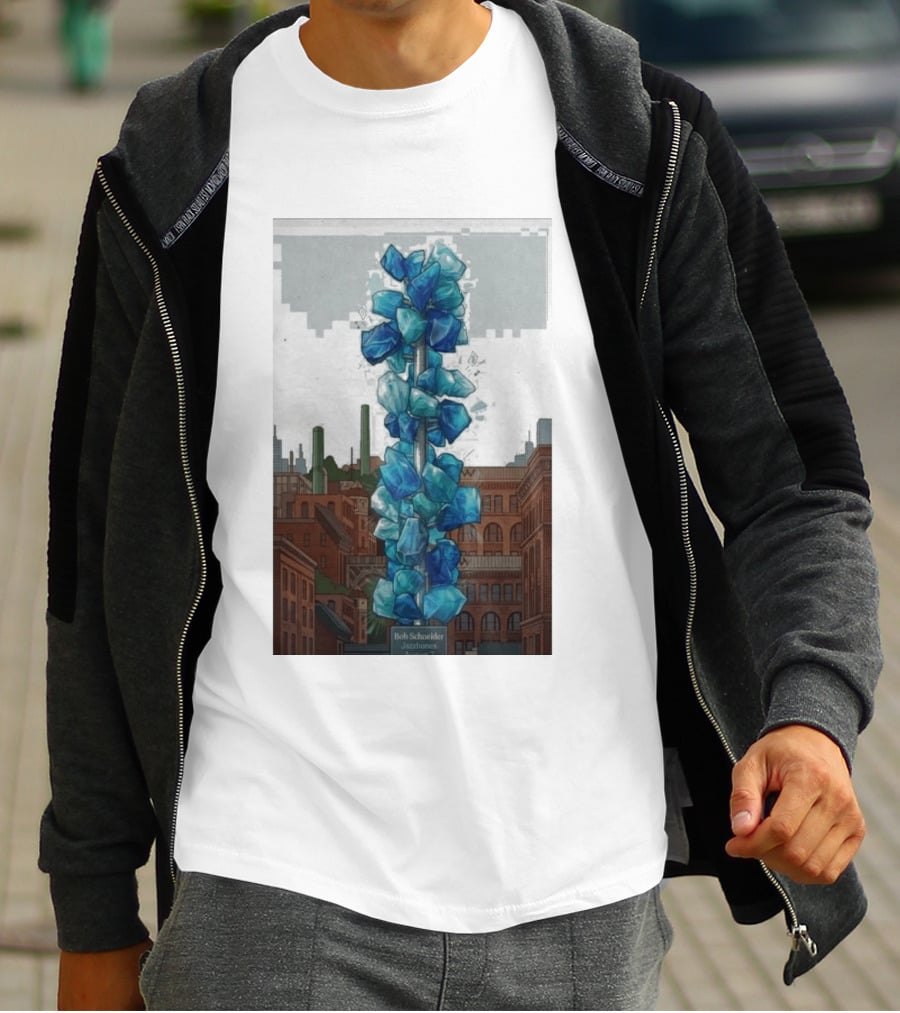 Bob Schneider Jazzbones Tacoma Washington August 7 2026 Blue Crystal Cityscape T-Shirt