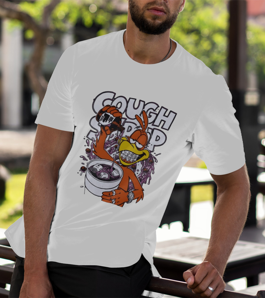 Cough Syrup Toucan Purple Drink Ice Braces Cartoon T-Shirt