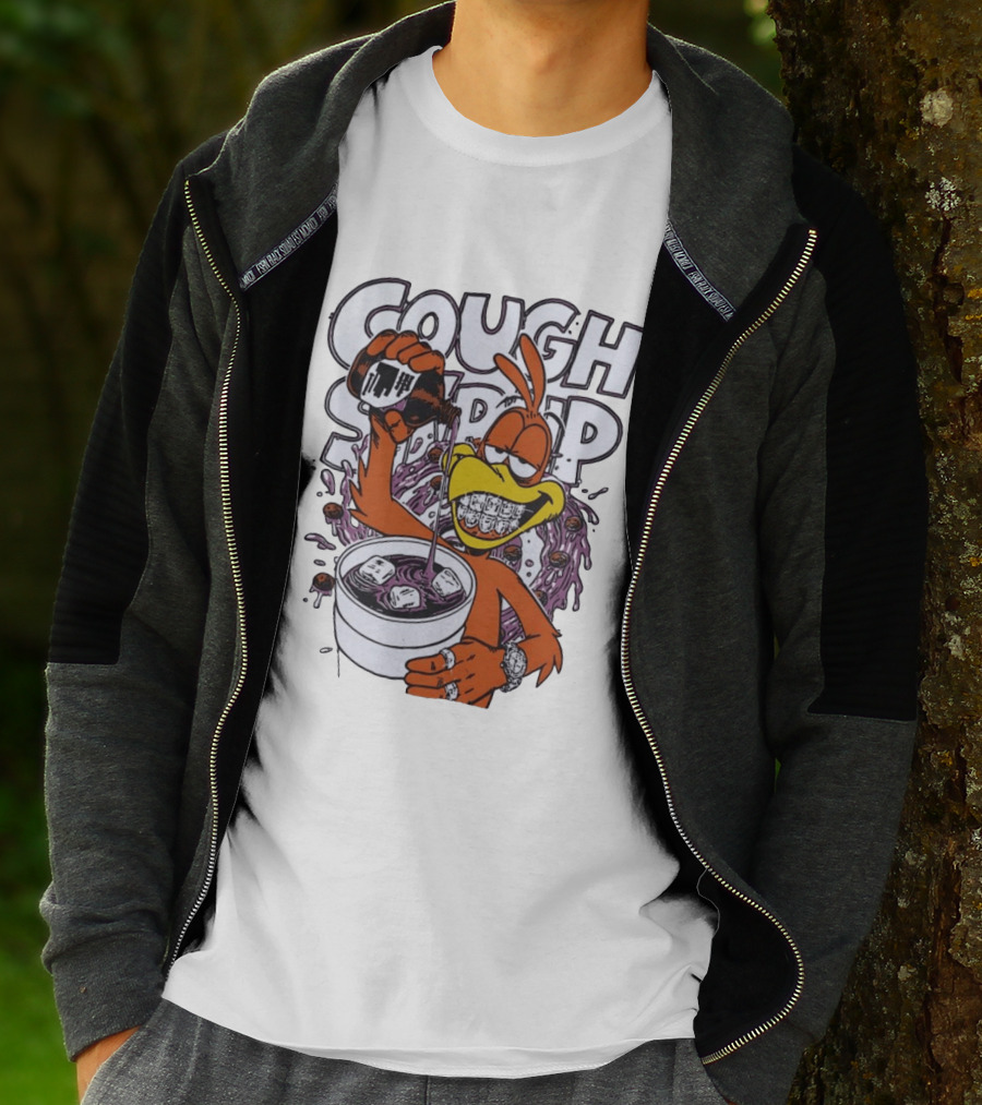 Cough Syrup Toucan Purple Drink Ice Braces Cartoon T-Shirt