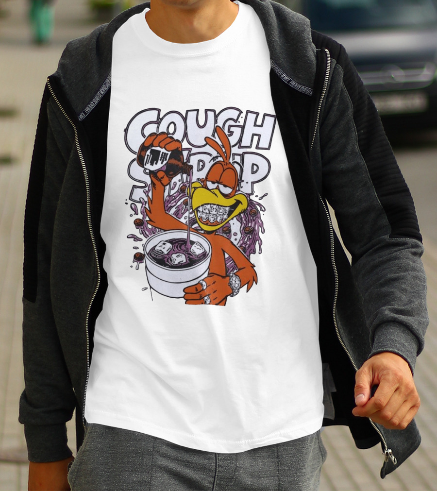 Cough Syrup Toucan Purple Drink Ice Braces Cartoon T-Shirt