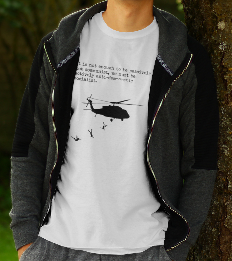 Satirical Anti Socialism Helicopter Ejection For Communists T-Shirt