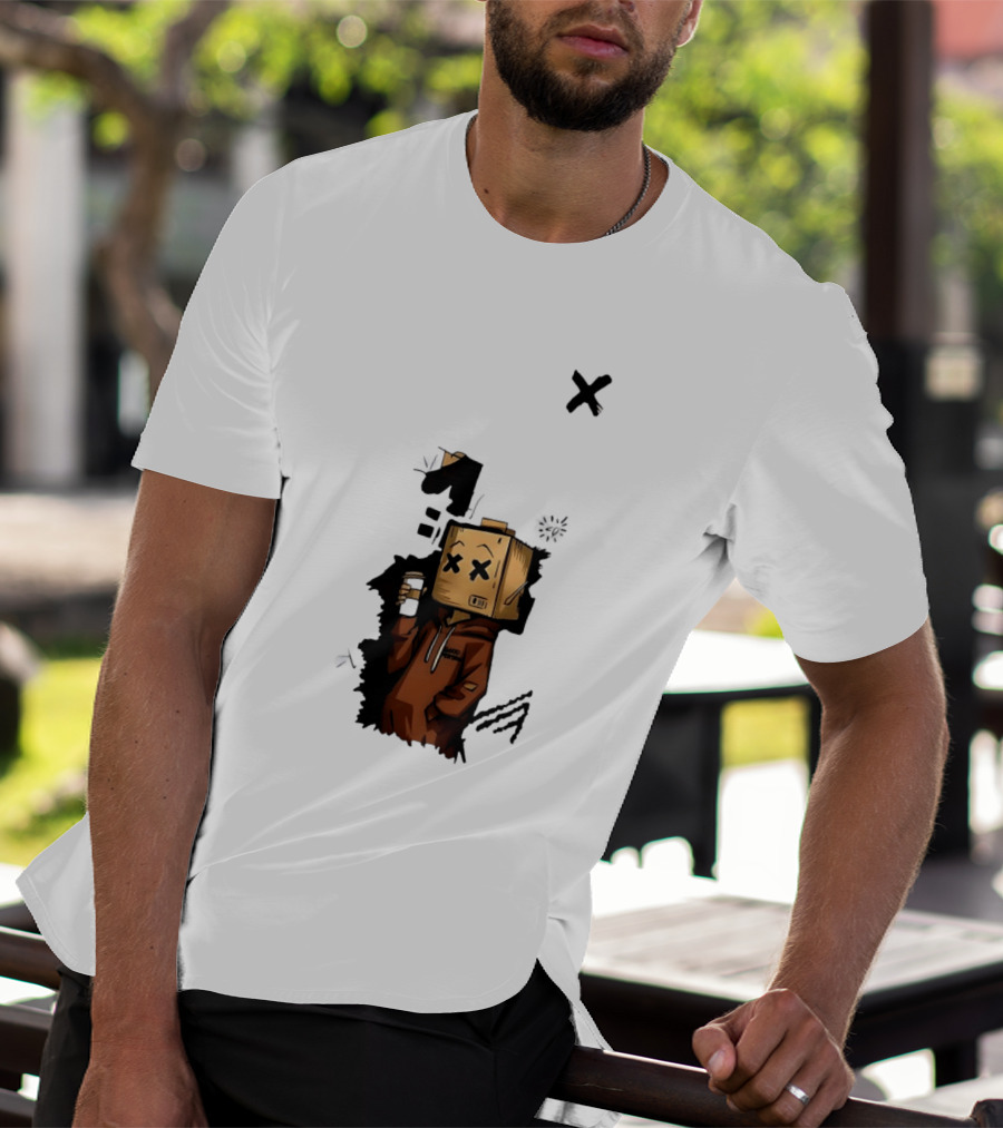 Good Person Box Head Drinking Coffee T-Shirt