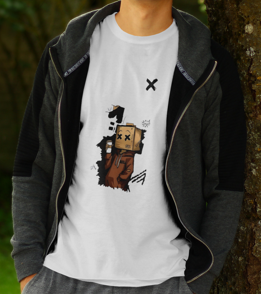 Good Person Box Head Drinking Coffee T-Shirt