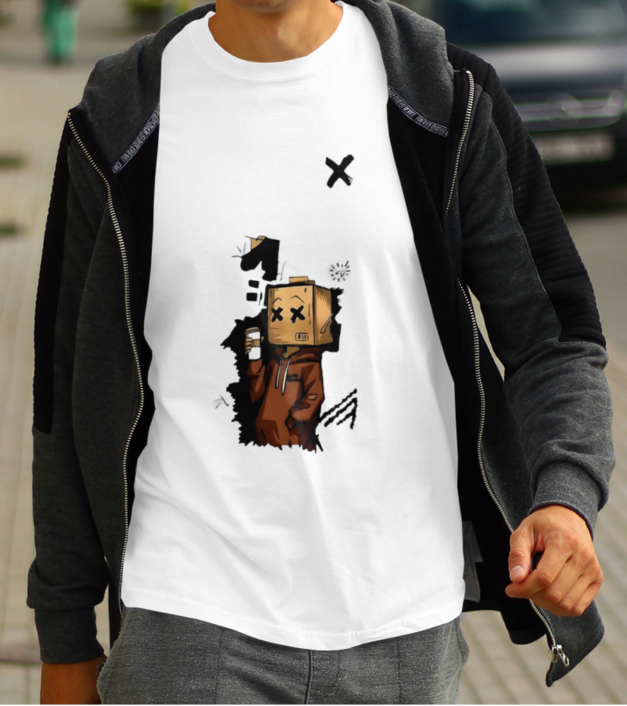 Good Person Box Head Drinking Coffee T-Shirt
