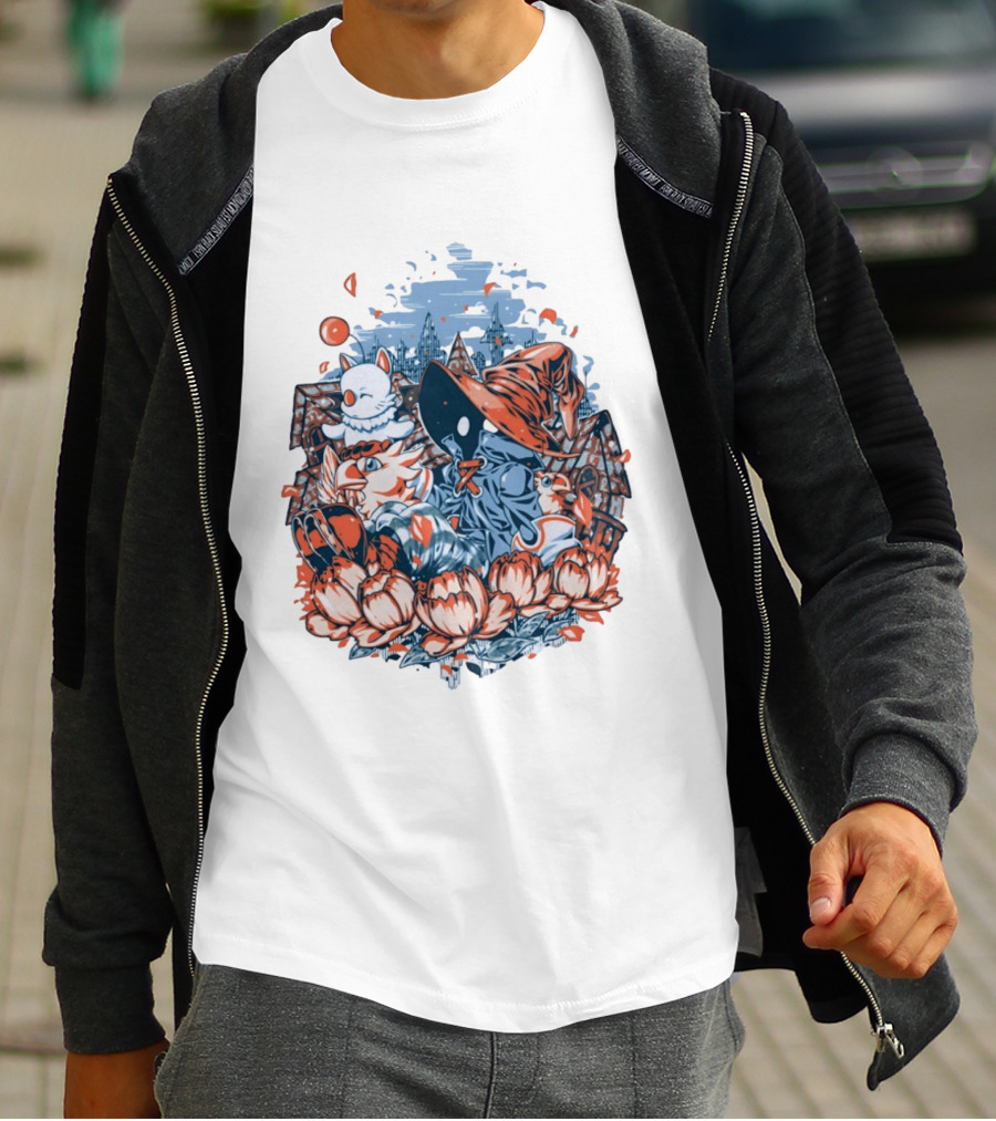 Vivi Ornitier Moogles Chocobos Day Of Calm Fantasy Blossom Scene T-Shirt