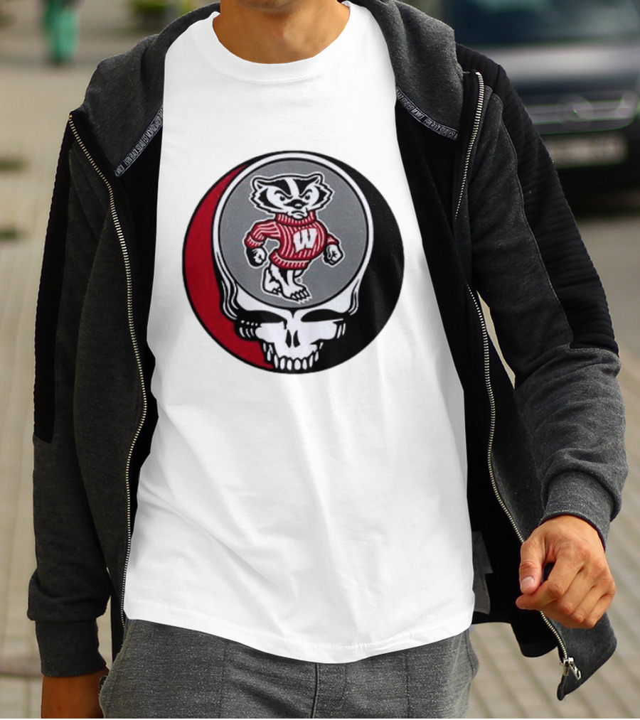 Grateful Dead Wisconsin Badgers Skull And Bucky T-Shirt