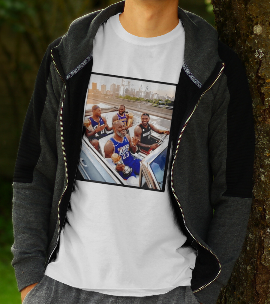 Lebron James Lakers Cavaliers Heat Champions Trophies Parade T-Shirt