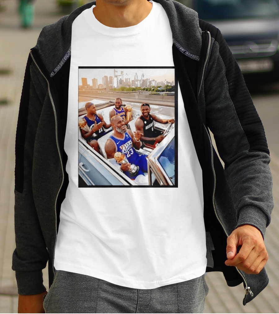 Lebron James Lakers Cavaliers Heat Champions Trophies Parade T-Shirt