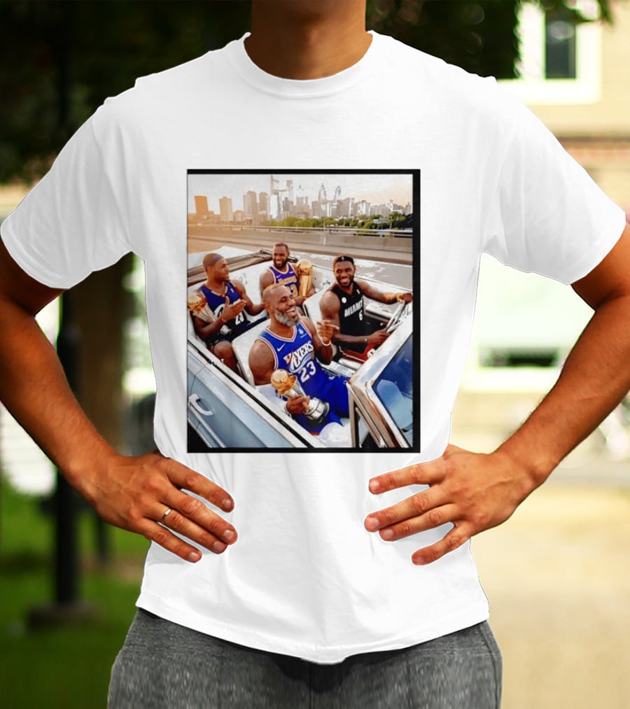 Lebron James Lakers Cavaliers Heat Champions Trophies Parade T-Shirt