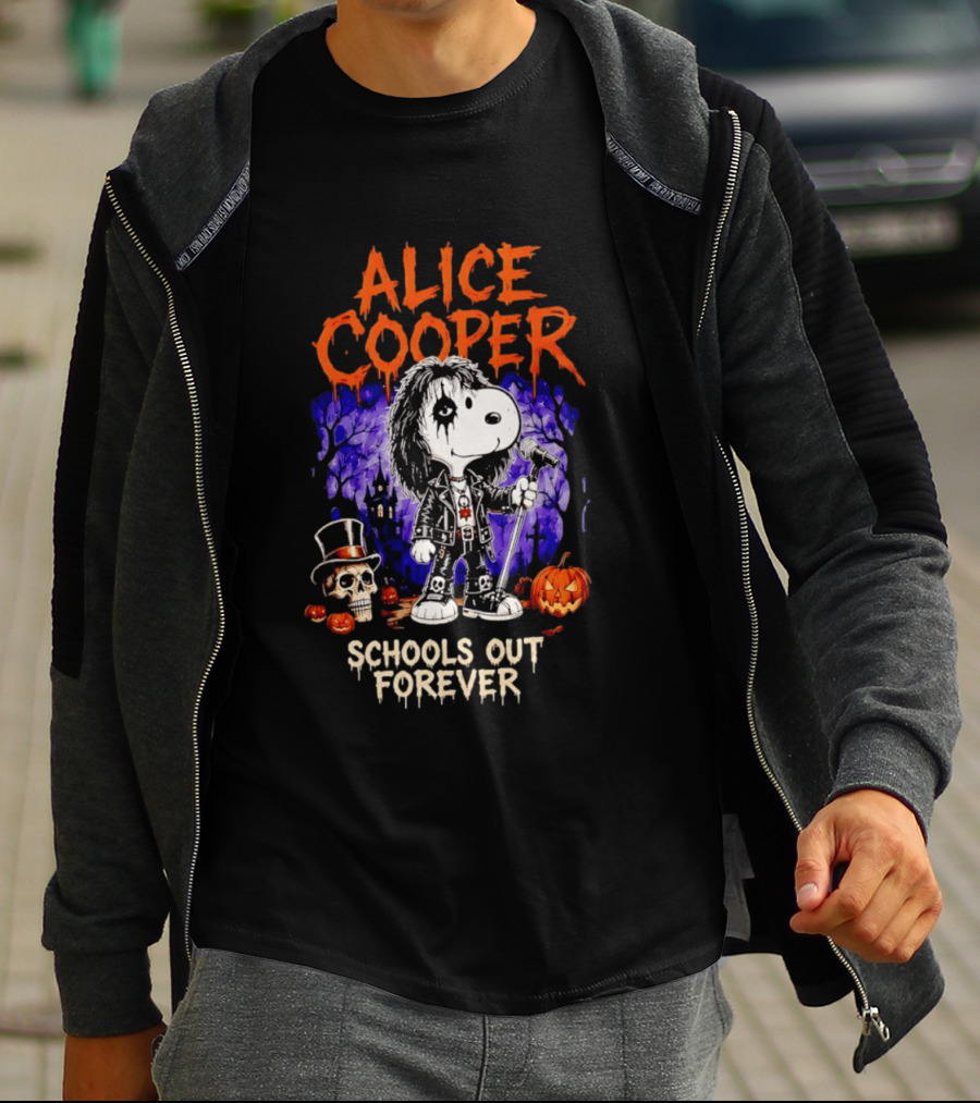 Alice Cooper Snoopy Schools Out Forever Halloween Punk Rock Mashup T-Shirt
