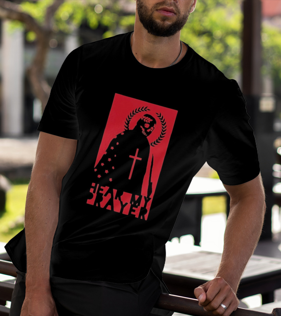 Hear My Prayer Skull Reaper Cross Halo Laural Wreath T-Shirt