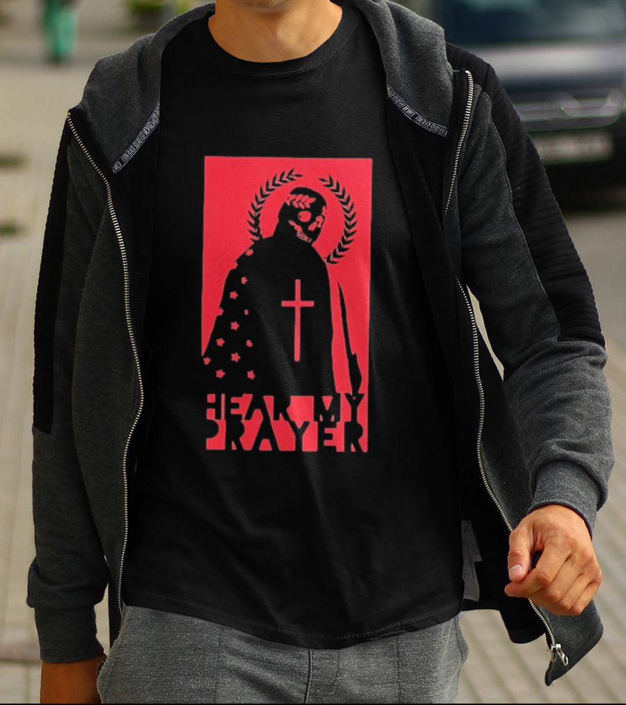 Hear My Prayer Skull Reaper Cross Halo Laural Wreath T-Shirt
