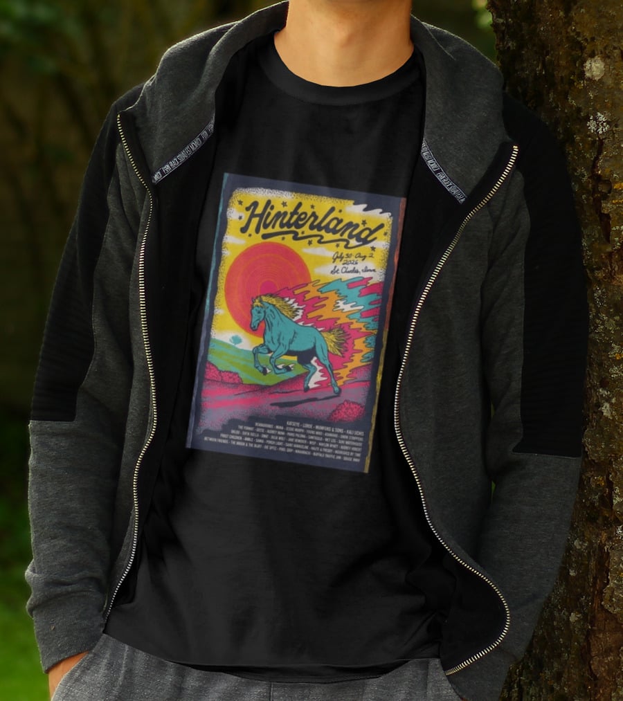 Hinterland Music Festival 2026 St. Charles Iowa July 30 August 2 Lineup Kaleidoscopic Horse T-Shirt