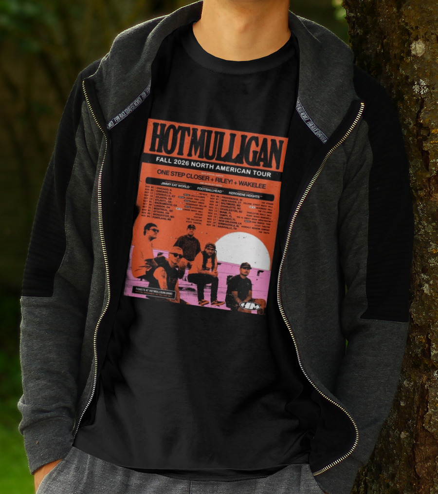 Hot Mulligan Fall 2026 Tour Dates With One Step Closer Riley Wakelee Jimmy Eat World Footballhead Kerosene Heights T-Shirt