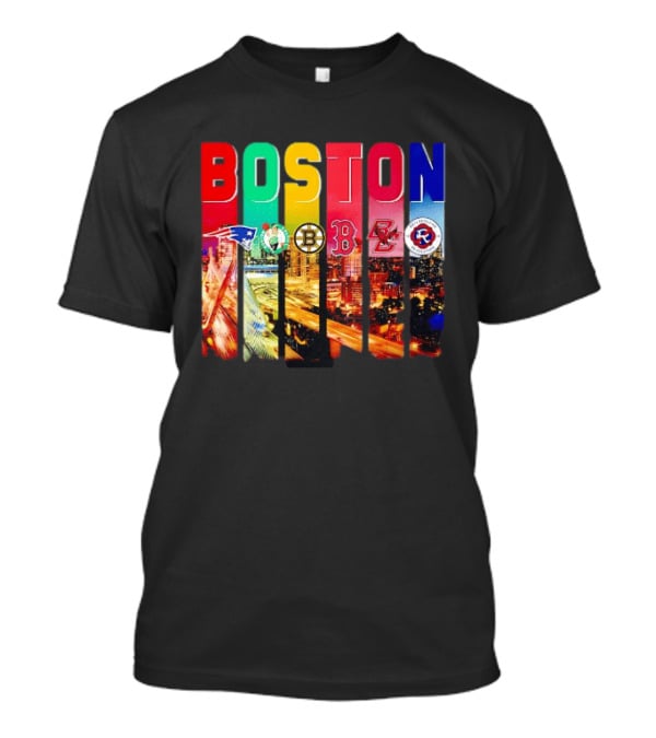 Boston Sports Patriots Celtics Bruins Red Sox BC Revolution Team Logos T-Shirt
