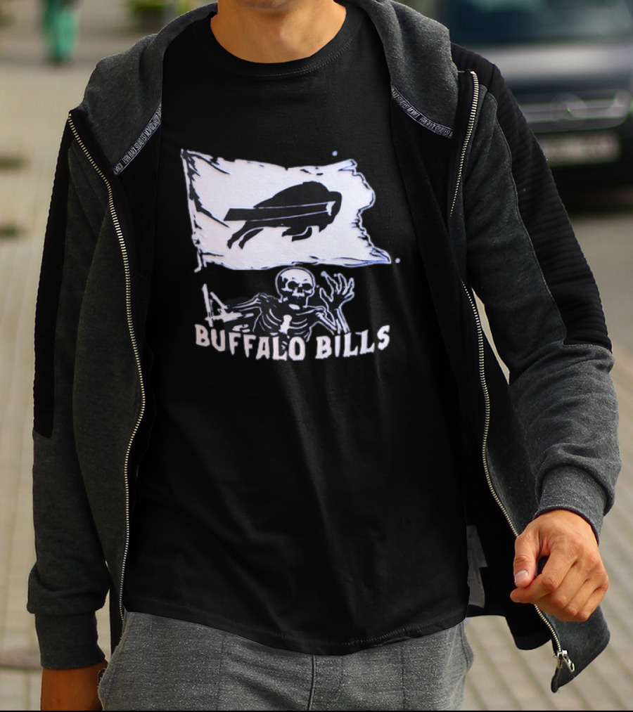 Buffalo Bills Skeleton Flag Football NFL Team Spirit T-Shirt