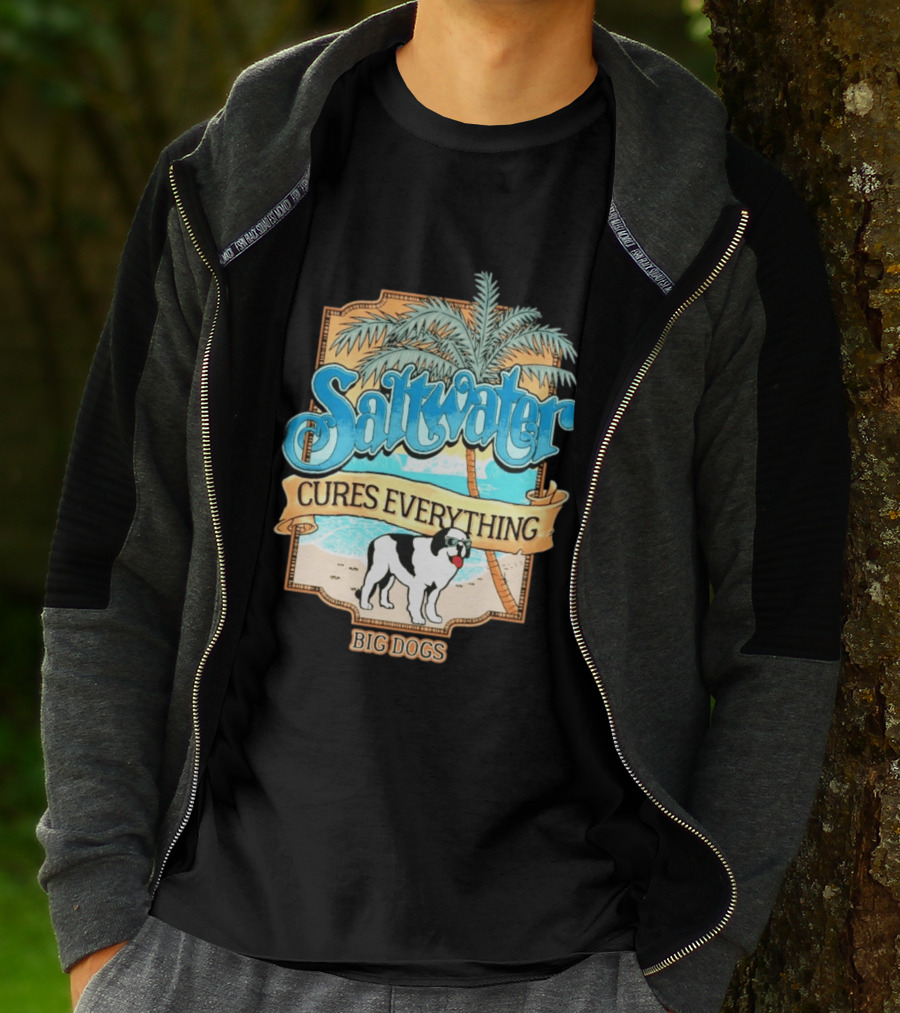 Saltwater Cures Everything Big Dogs Palm Beach Scene T-Shirt
