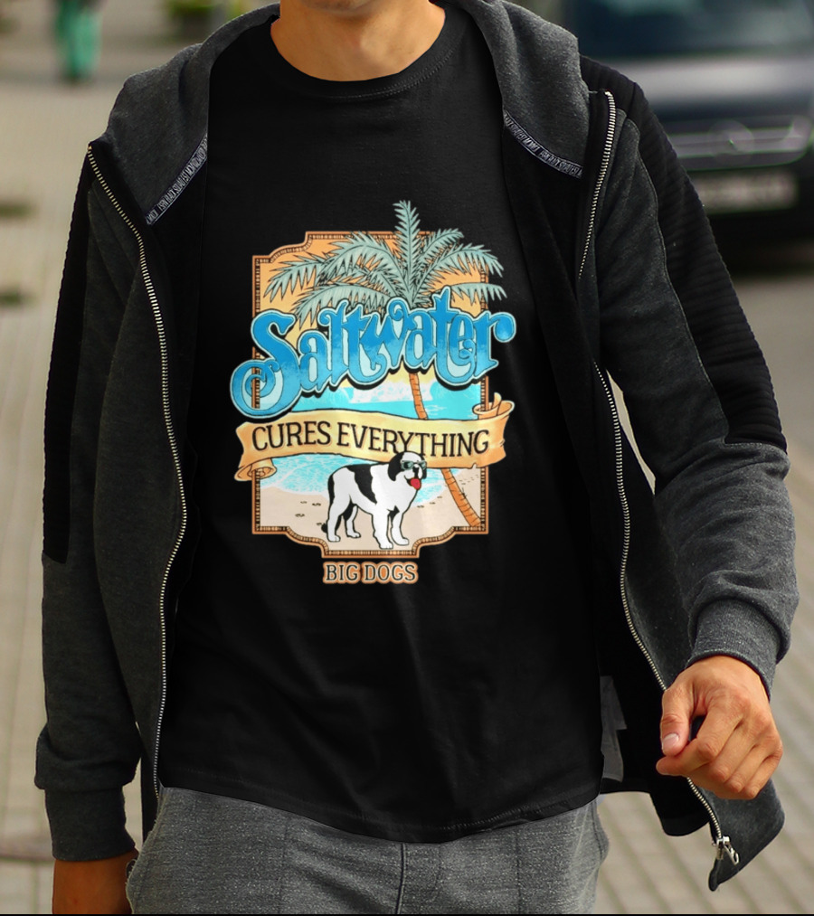 Saltwater Cures Everything Big Dogs Palm Beach Scene T-Shirt