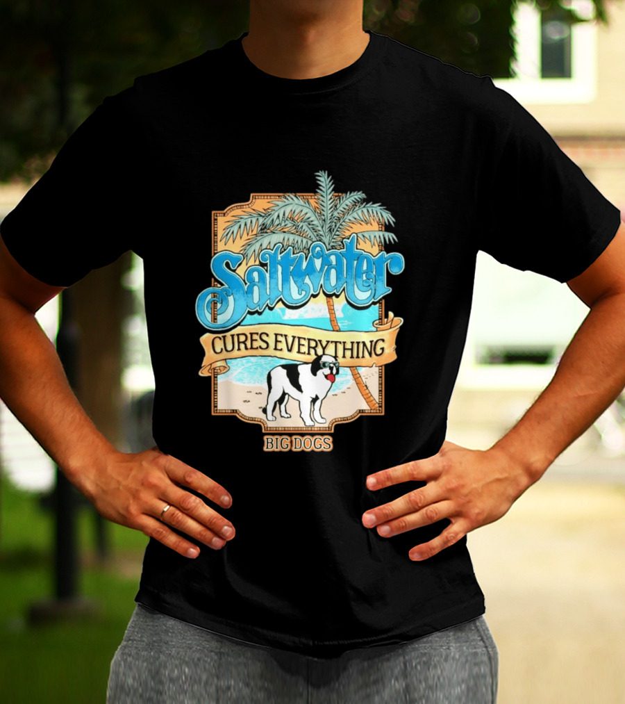 Saltwater Cures Everything Big Dogs Palm Beach Scene T-Shirt