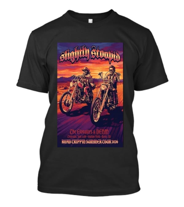 Slightly Stoopid Road Trippin Summer Tour 2026 The Elovaters DENM Boise Thursday July 30 Outlaw Field T-Shirt