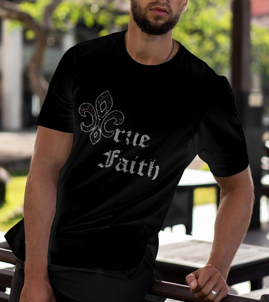 Crue Faith Fleur De Lis Rhinestone Ornament T-Shirt
