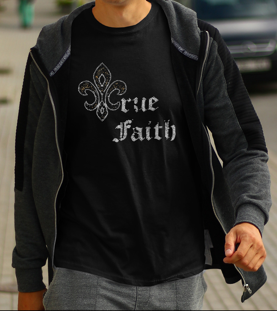 Crue Faith Fleur De Lis Rhinestone Ornament T-Shirt