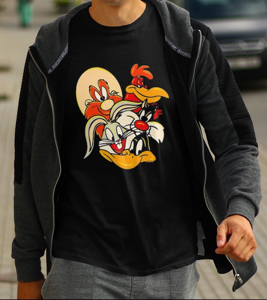 Looney Tunes Smiling Faces Bugs Bunny Sylvester Foghorn Leghorn Taz T-Shirt