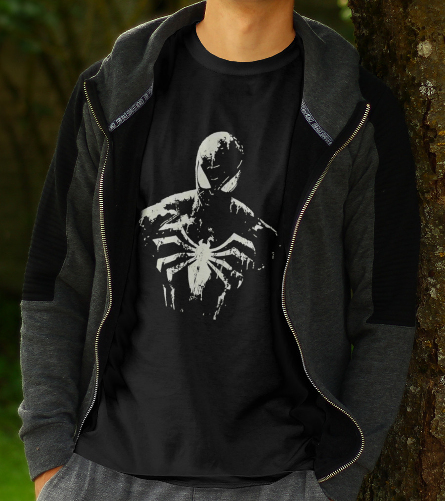 Spider Man Marvel Superhero White Symbol On Black T-Shirt