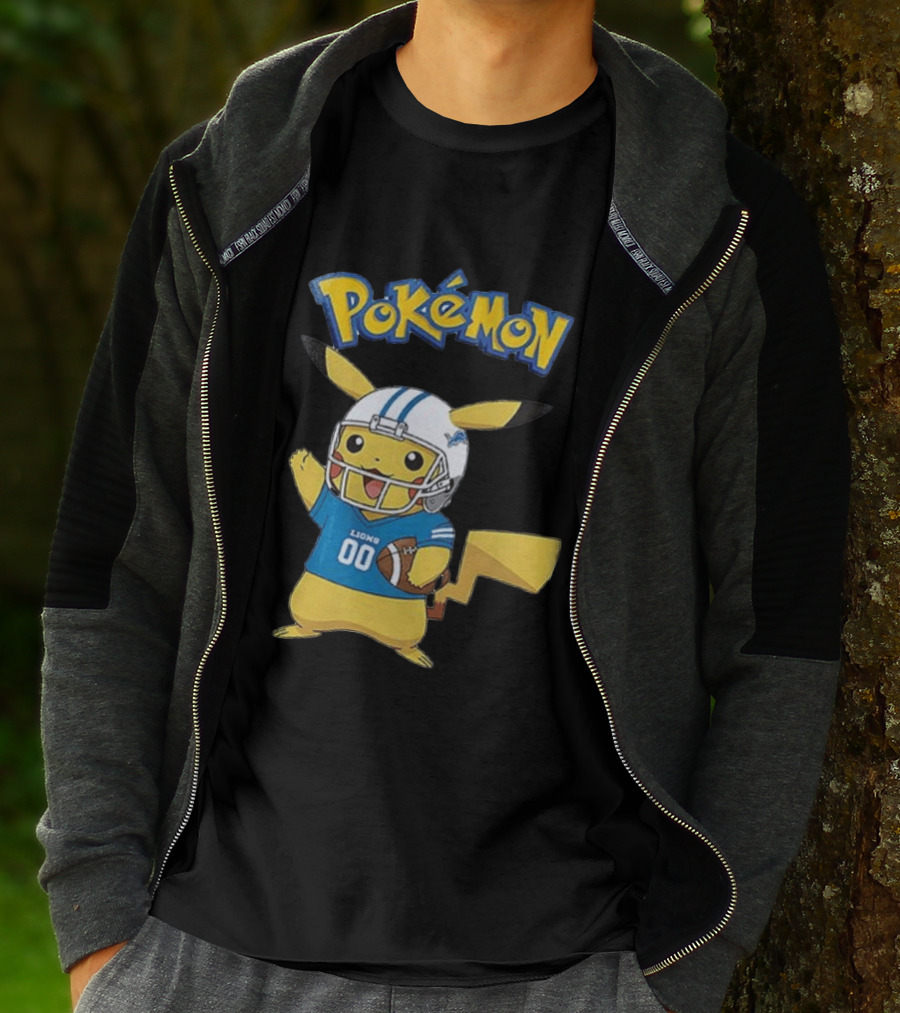 Detroit Lions Pokemon Pikachu Football Fan T-Shirt