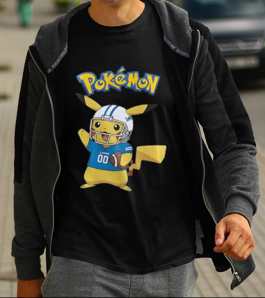 Detroit Lions Pokemon Pikachu Football Fan T-Shirt