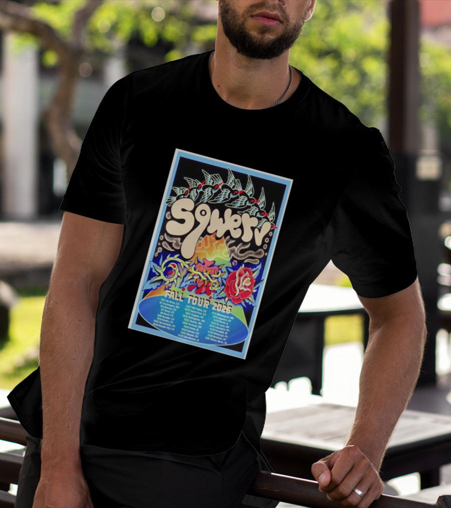 Squeaky Fall Tour 2026 Psychedelic With Rose And Leaf T-Shirt