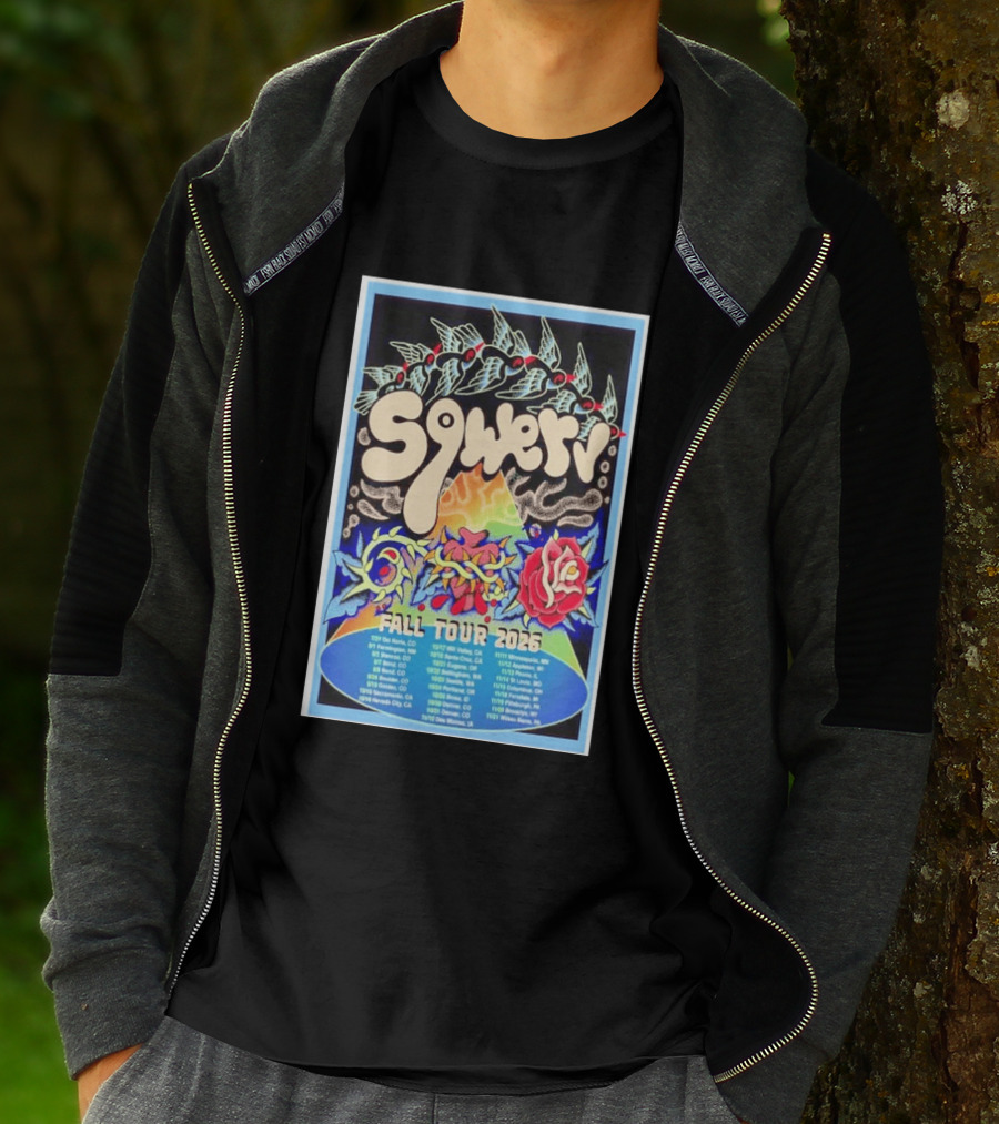 Squeaky Fall Tour 2026 Psychedelic With Rose And Leaf T-Shirt