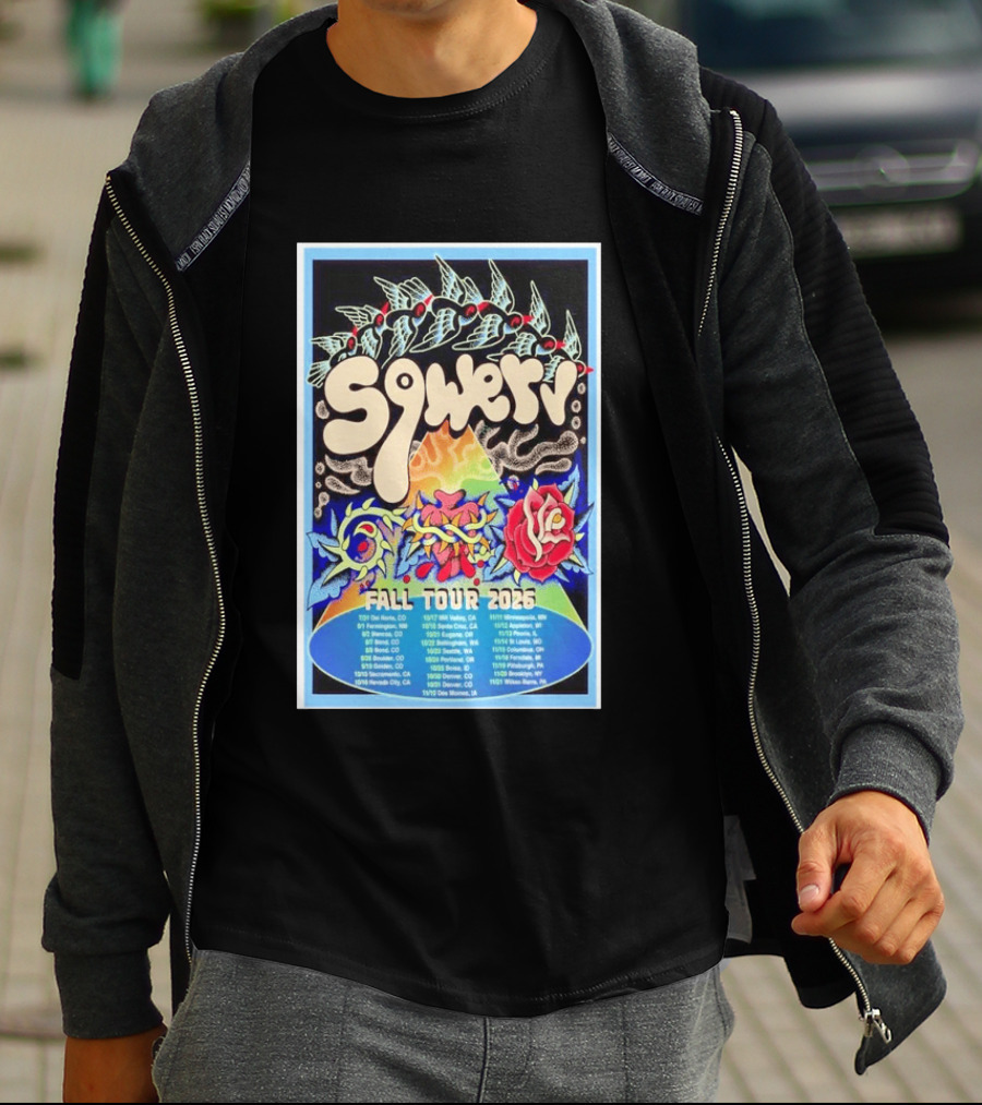 Squeaky Fall Tour 2026 Psychedelic With Rose And Leaf T-Shirt