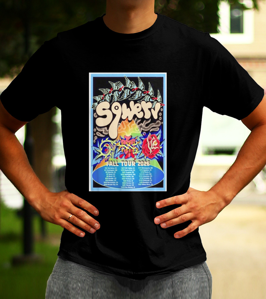 Squeaky Fall Tour 2026 Psychedelic With Rose And Leaf T-Shirt