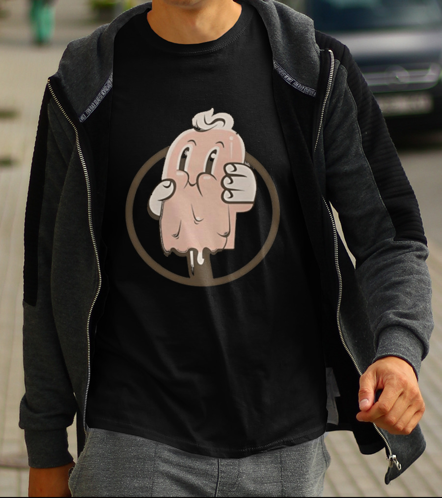 Melting Popsicle Cartoon Character With Circle T-Shirt