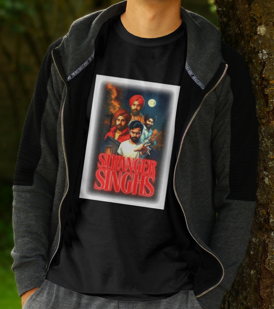 Stranger Singhs Indian Series With Turbaned Characters And Moonlit Sky T-Shirt