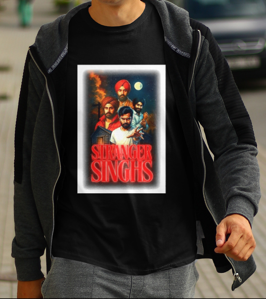 Stranger Singhs Indian Series With Turbaned Characters And Moonlit Sky T-Shirt
