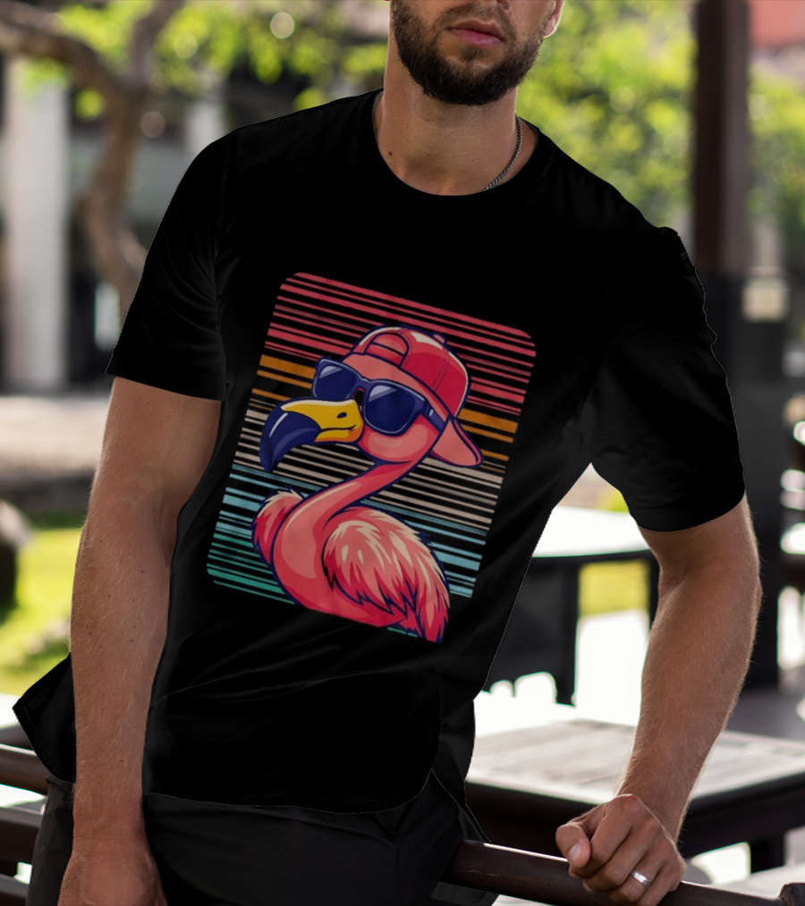 Flamingo Cool Vibes Sunglasses And Cap T-Shirt