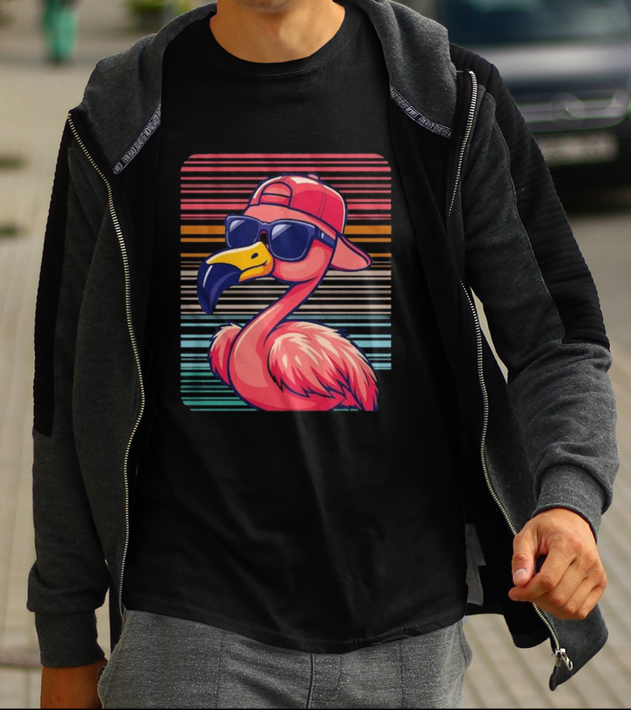Flamingo Cool Vibes Sunglasses And Cap T-Shirt