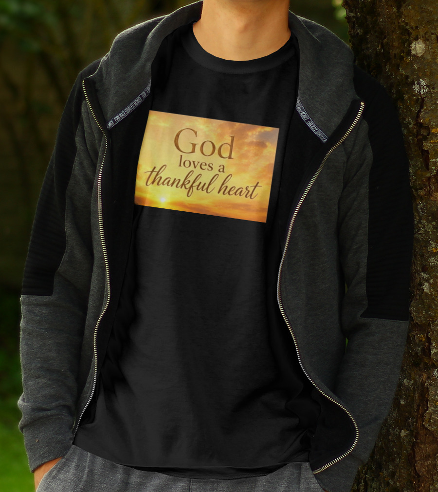 God Loves A Thankful Heart Sunlight Sky T-Shirt