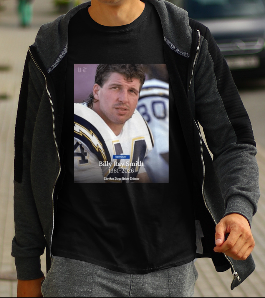 Billy Ray Smith 1961 2026 San Diego Chargers Obituary Tribute San Diego Union Tribune T-Shirt