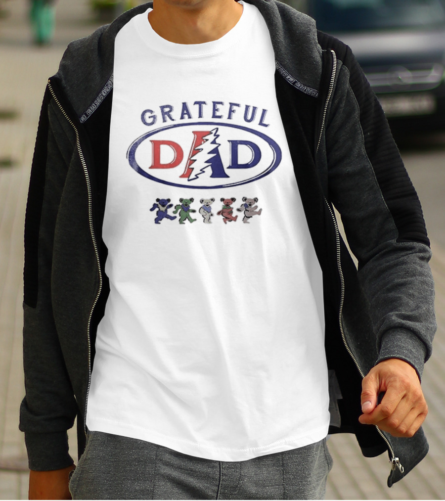 Grateful Dad Father's Day With Dancing Bears And Lightning Bolt T-Shirt