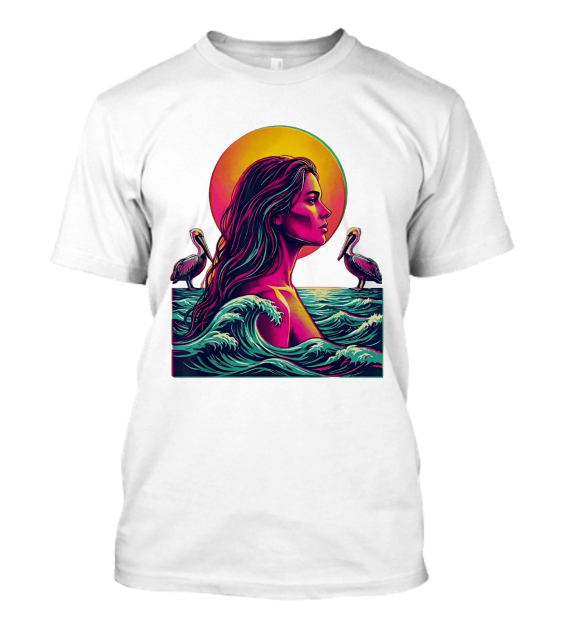 Gulf Coast Sunset Pelican Waves Woman T-Shirt