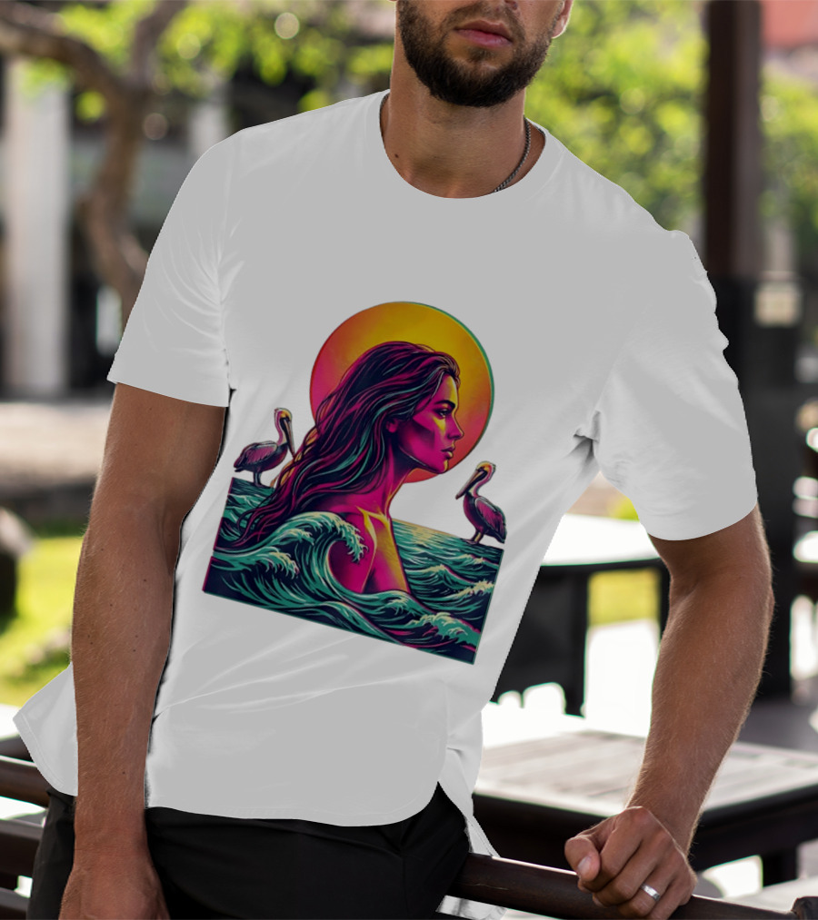 Gulf Coast Sunset Pelican Waves Woman T-Shirt