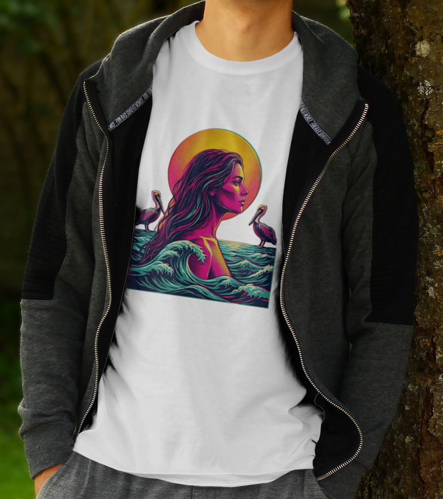 Gulf Coast Sunset Pelican Waves Woman T-Shirt