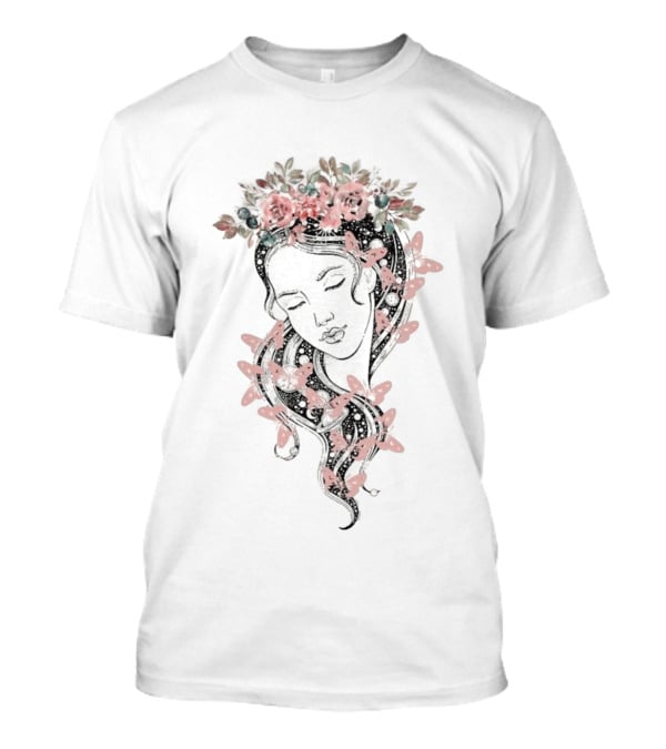 Heavyweight Floral Butterfly Hair T-Shirt
