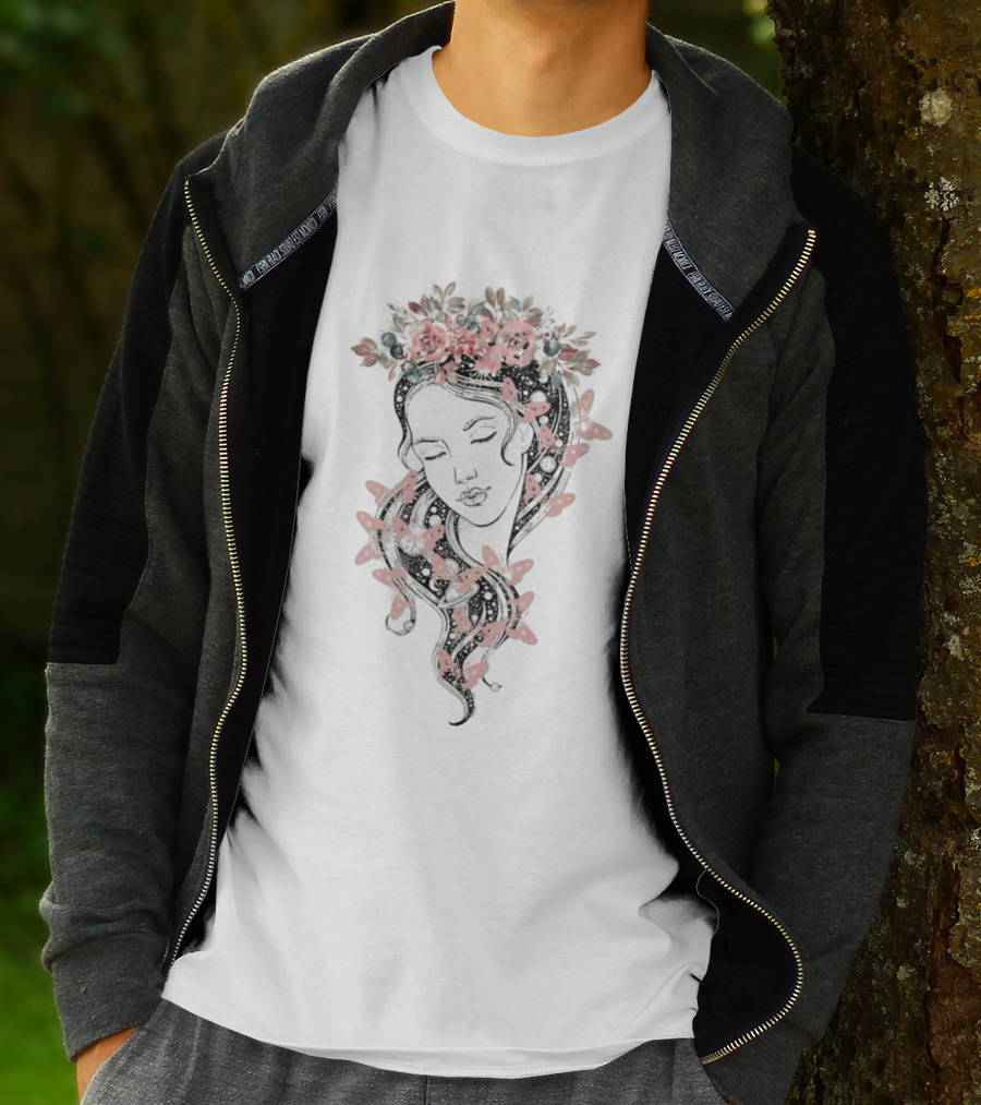 Heavyweight Floral Butterfly Hair T-Shirt