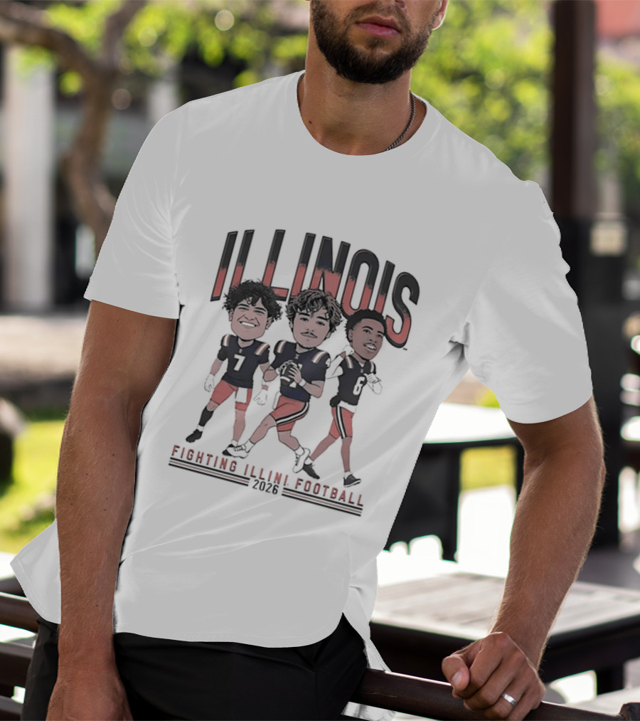 Illinois Fighting Illini Football 2026 Caricature Players Team Spirit T-Shirt